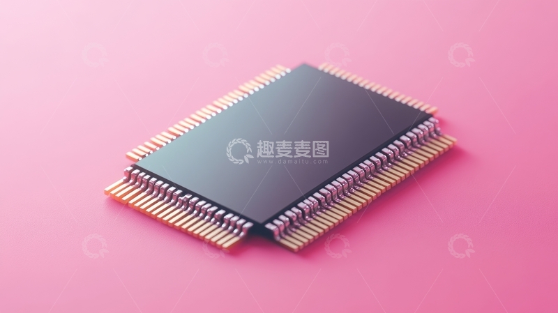 高清大图下载【趣麦麦图】粉色背景上的集成电路芯片