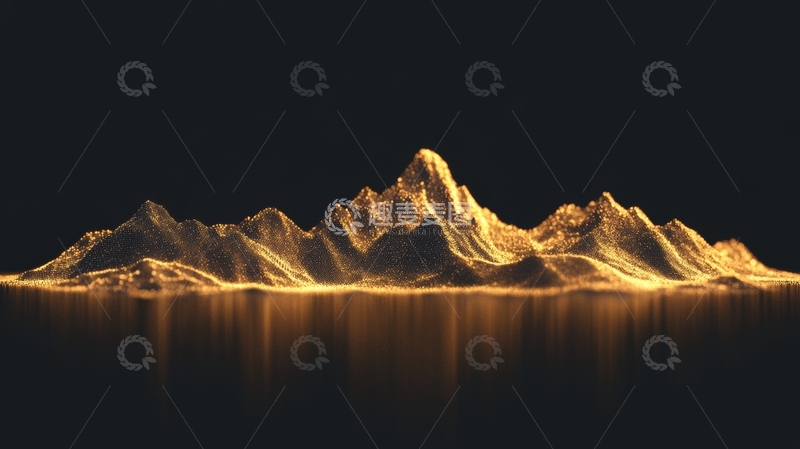 高清大图下载【趣麦麦图】金色山峦倒映水面