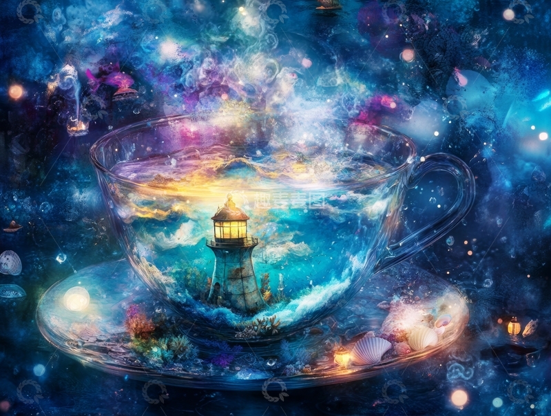 高清大图下载【趣麦麦图】星空下的茶杯灯塔
