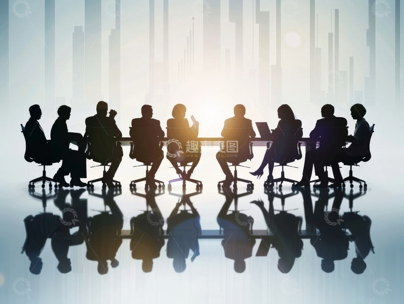 高清大图下载【趣麦麦图】会议室中的人影剪影