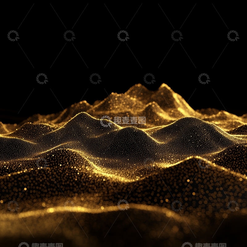 高清大图下载【趣麦麦图】金色粒子波浪抽象背景