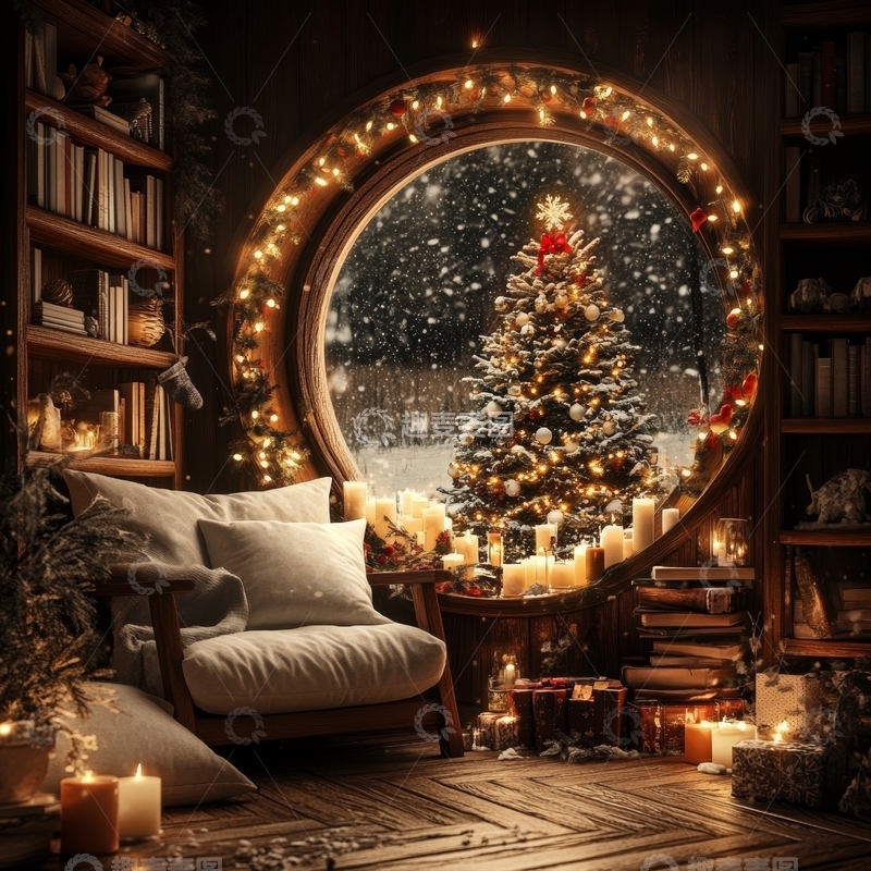 高清大图下载【趣麦麦图】温馨室内圣诞场景