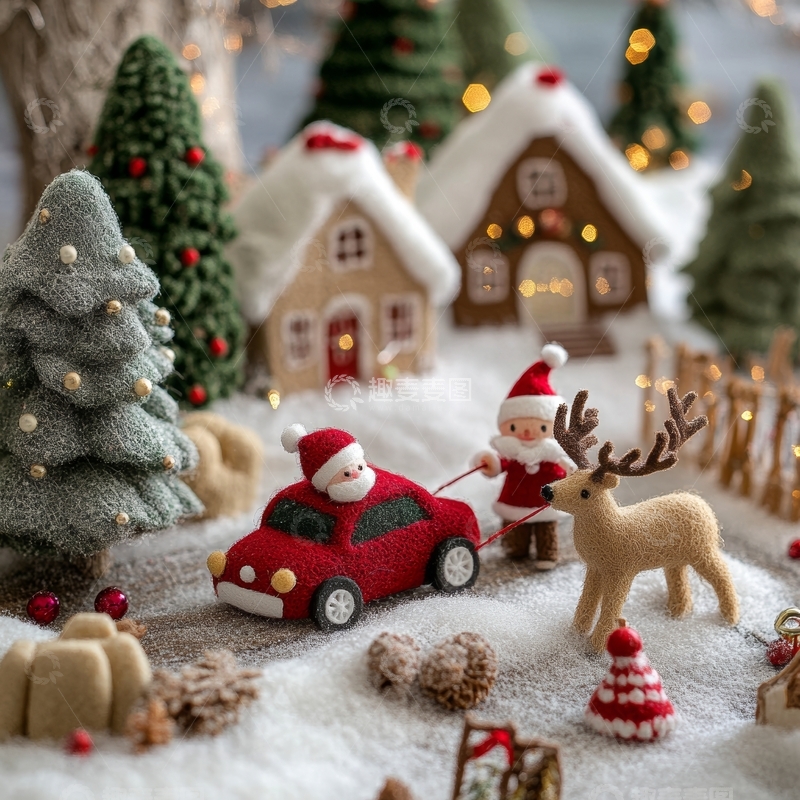 高清大图下载【趣麦麦图】圣诞小屋与雪地场景