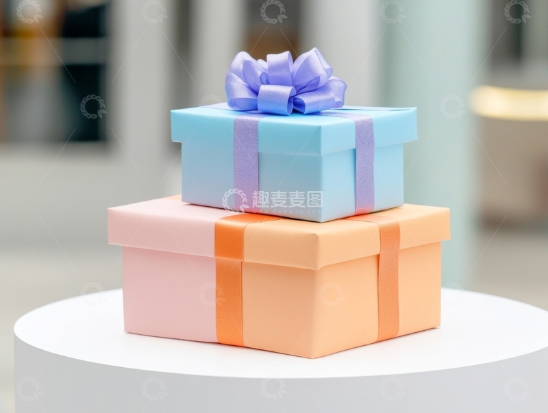 高清大图下载【趣麦麦图】两层礼盒叠放展示