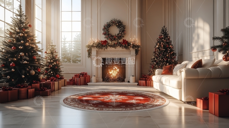 高清大图下载【趣麦麦图】温馨圣诞客厅装饰