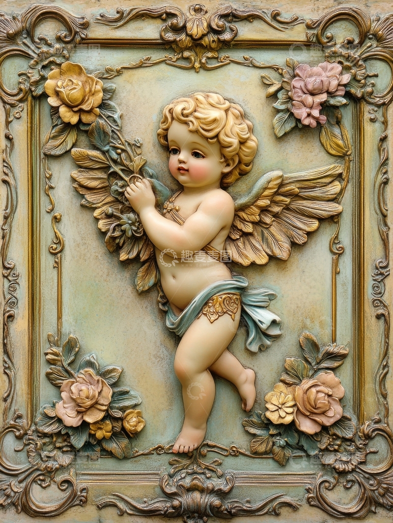 高清大图下载【趣麦麦图】天使雕像装饰浮雕