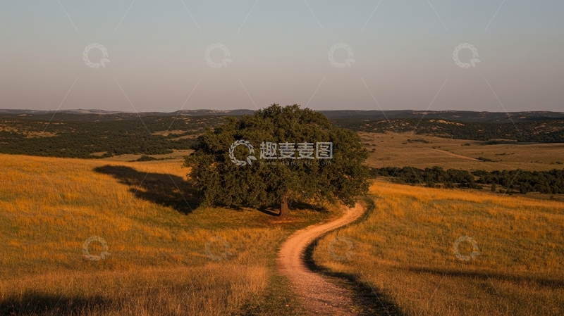 高清大图下载【趣麦麦图】乡间小径旁的孤树