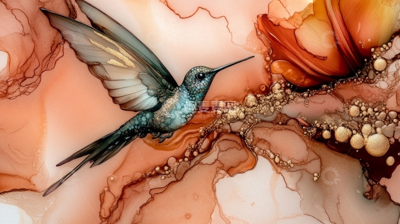 高清大图下载【趣麦麦图】梦幻色彩中的蜂鸟