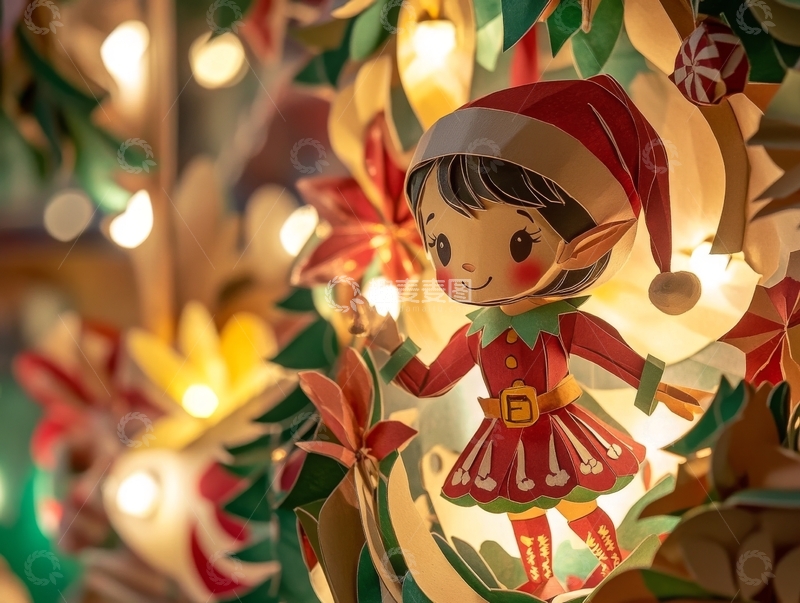 高清大图下载【趣麦麦图】节日装饰中的可爱精灵形象