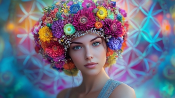 色彩斑斓的花冠少女
