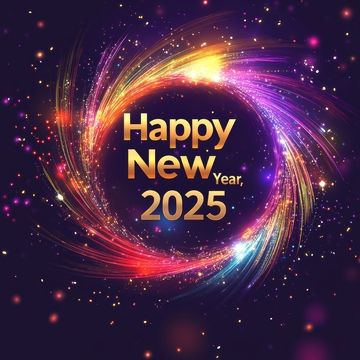 2025新年祝福，炫彩光效背景