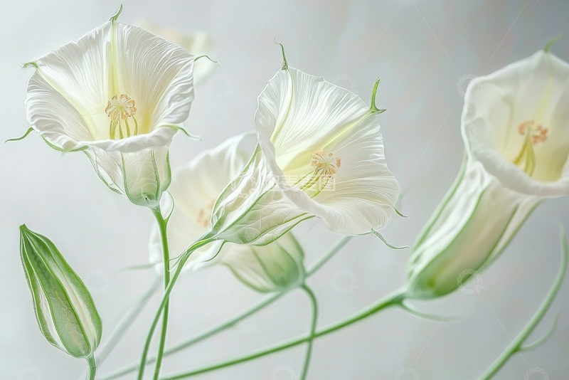 高清大图下载【趣麦麦图】白色喇叭花的优雅绽放