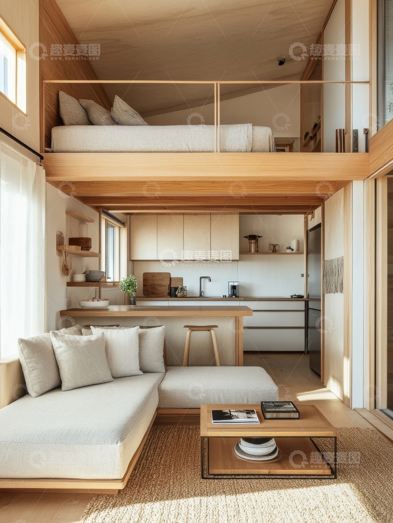 高清大图下载【趣麦麦图】现代简约阁楼式公寓内部设计