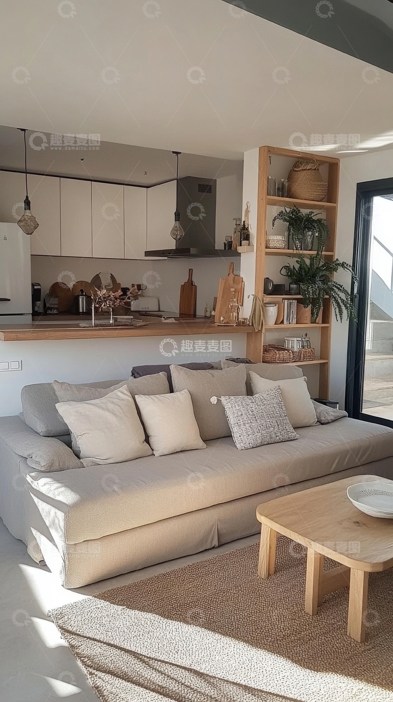 高清大图下载【趣麦麦图】现代简约客厅与开放式厨房设计