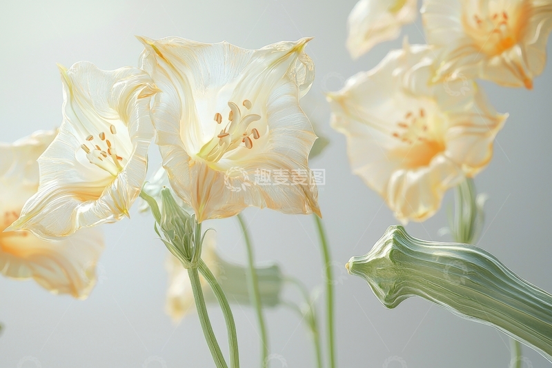 高清大图下载【趣麦麦图】淡雅百合花的柔美姿态