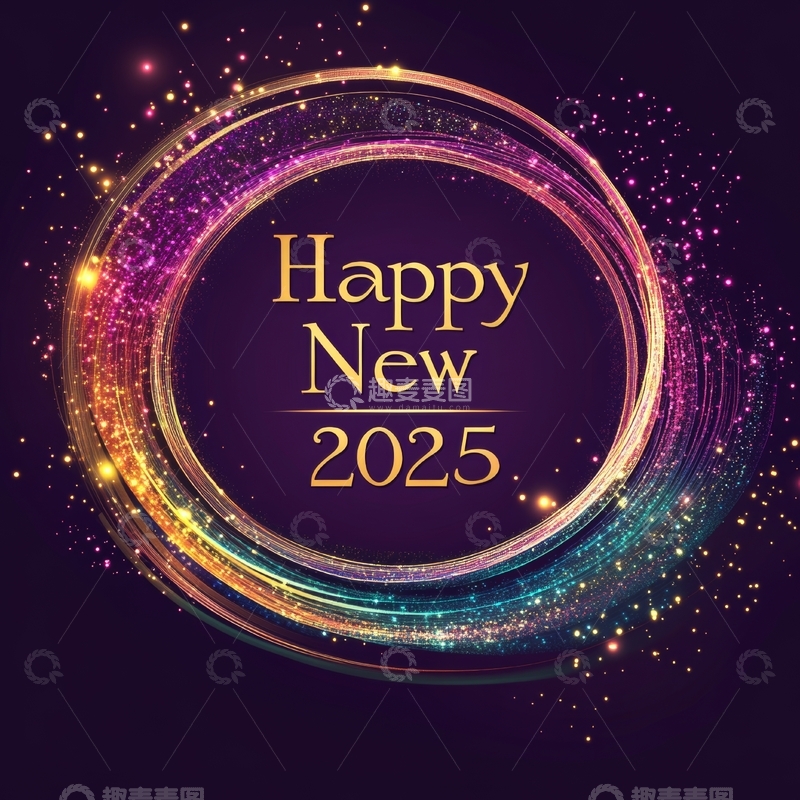 2025新年祝福金色圆环背景