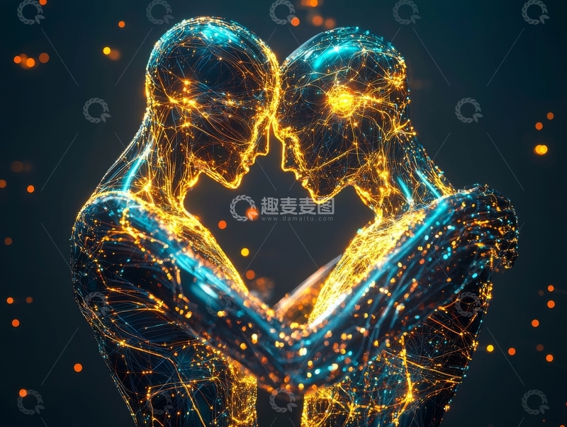 光影交织的双人拥抱