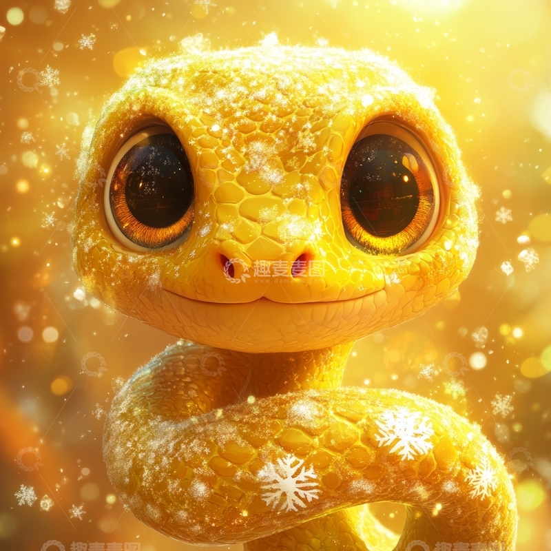 高清大图下载【趣麦麦图】金色蛇形生物的梦幻特写