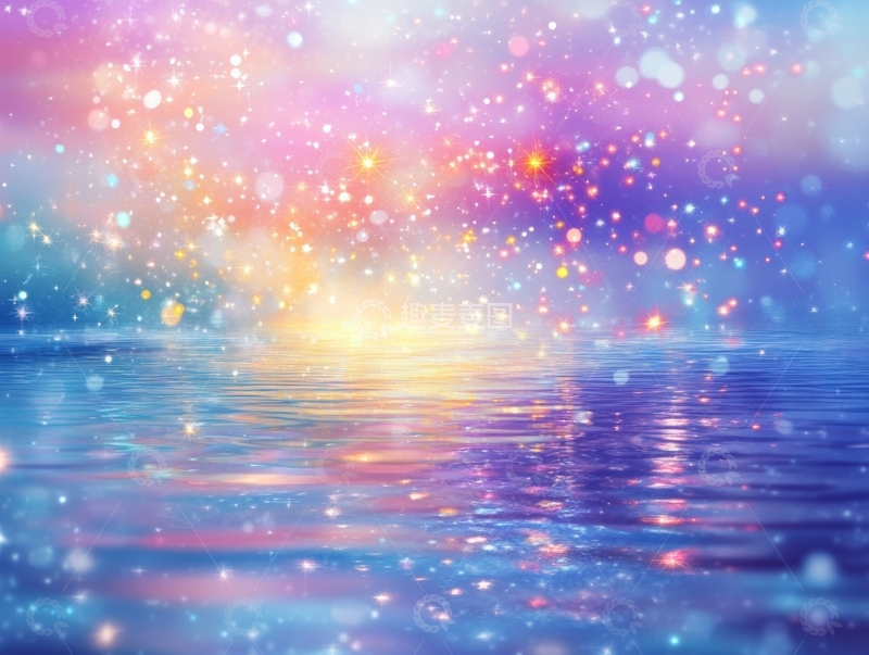 高清大图下载【趣麦麦图】梦幻水面与星光交织的景象