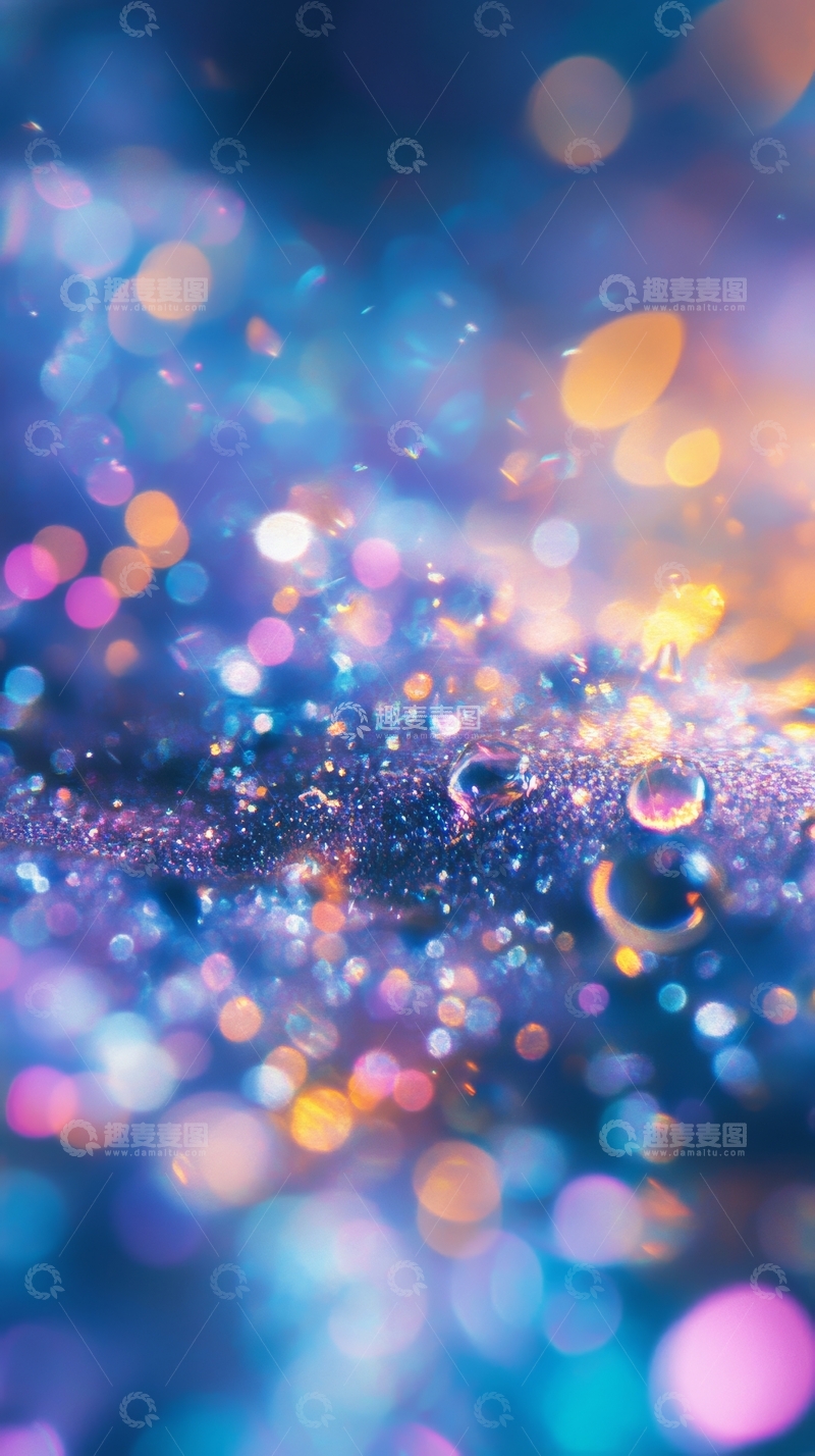 高清大图下载【趣麦麦图】梦幻色彩的光斑与水滴