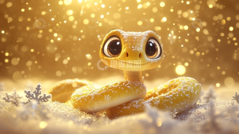 高清大图下载【趣麦麦图】雪地中的可爱小蜥蜴