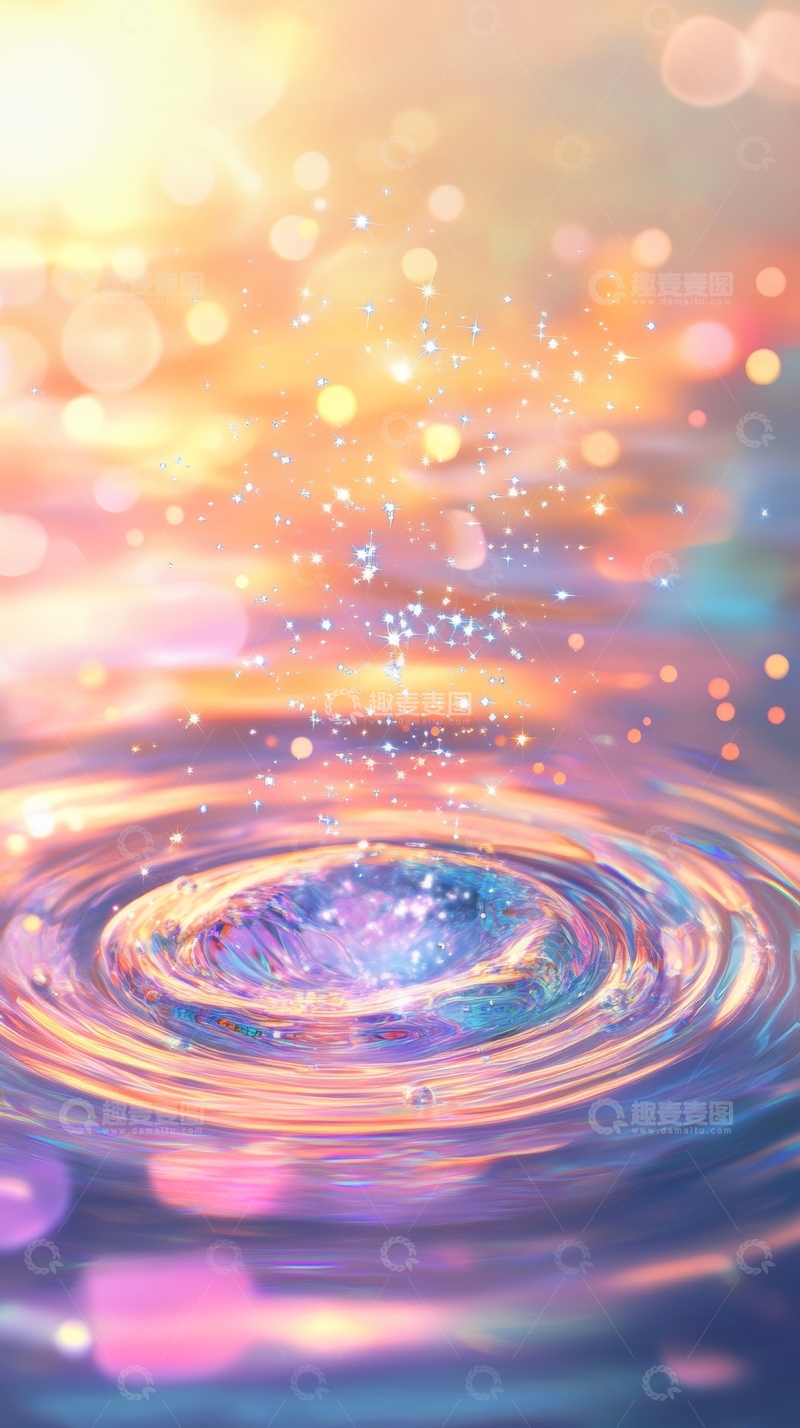高清大图下载【趣麦麦图】光晕水波，梦幻色彩交织
