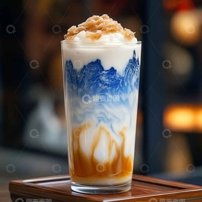 高清大图下载【趣麦麦图】山景咖啡饮品，层次分明