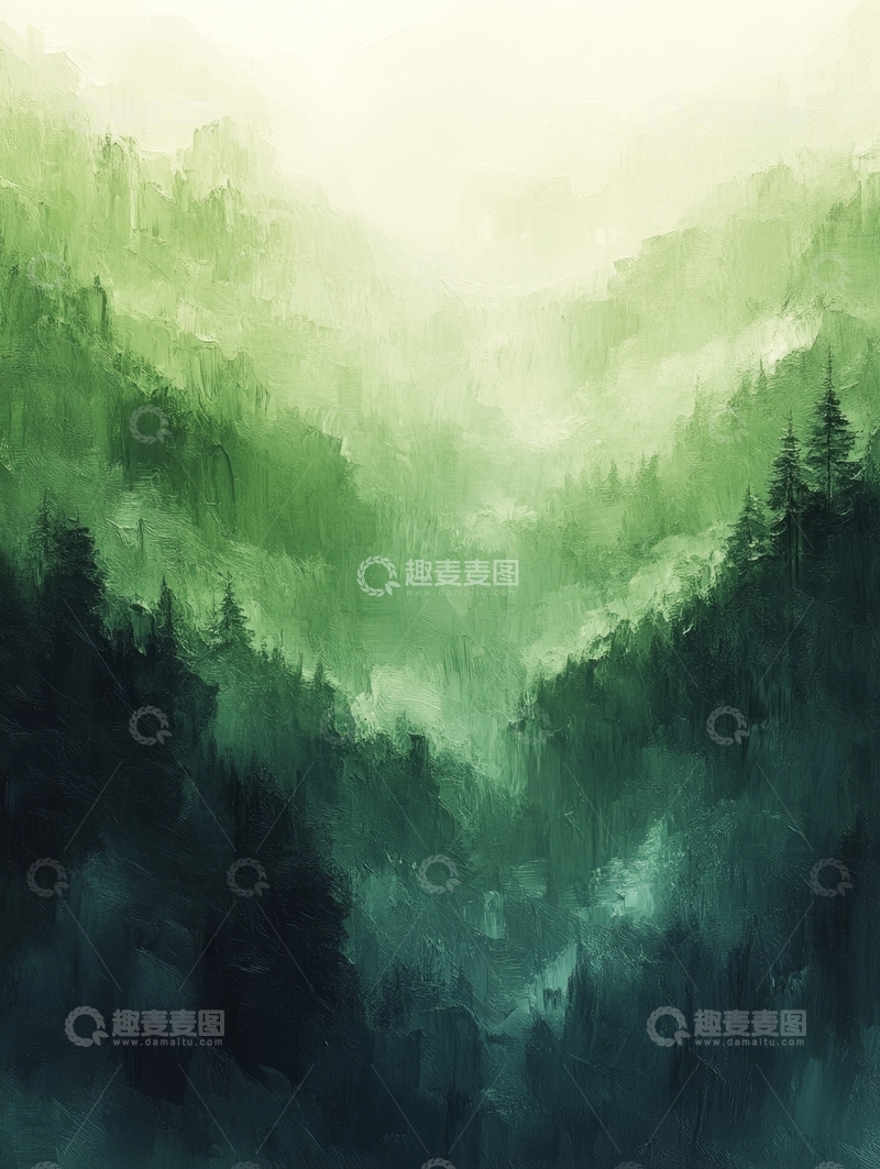 高清大图下载【趣麦麦图】雾霭森林，幽深山谷