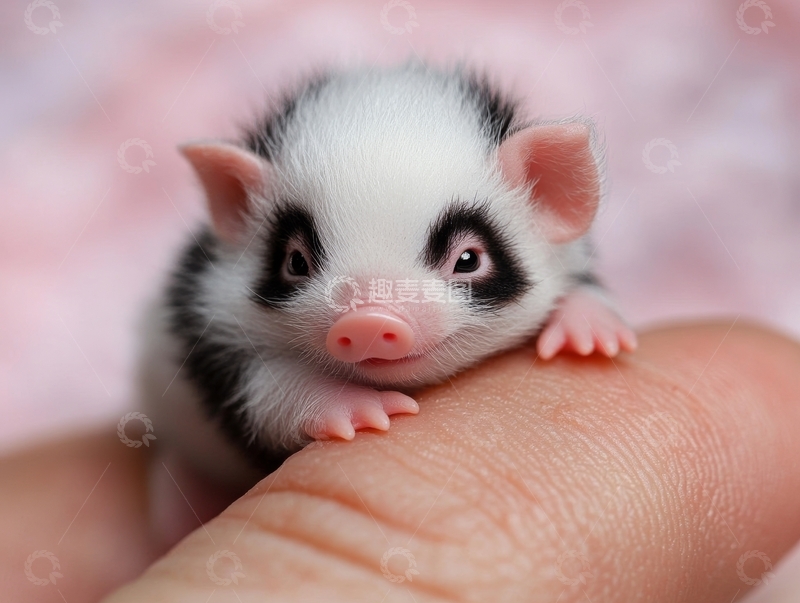 高清大图下载【趣麦麦图】手上的黑白小鼠幼崽