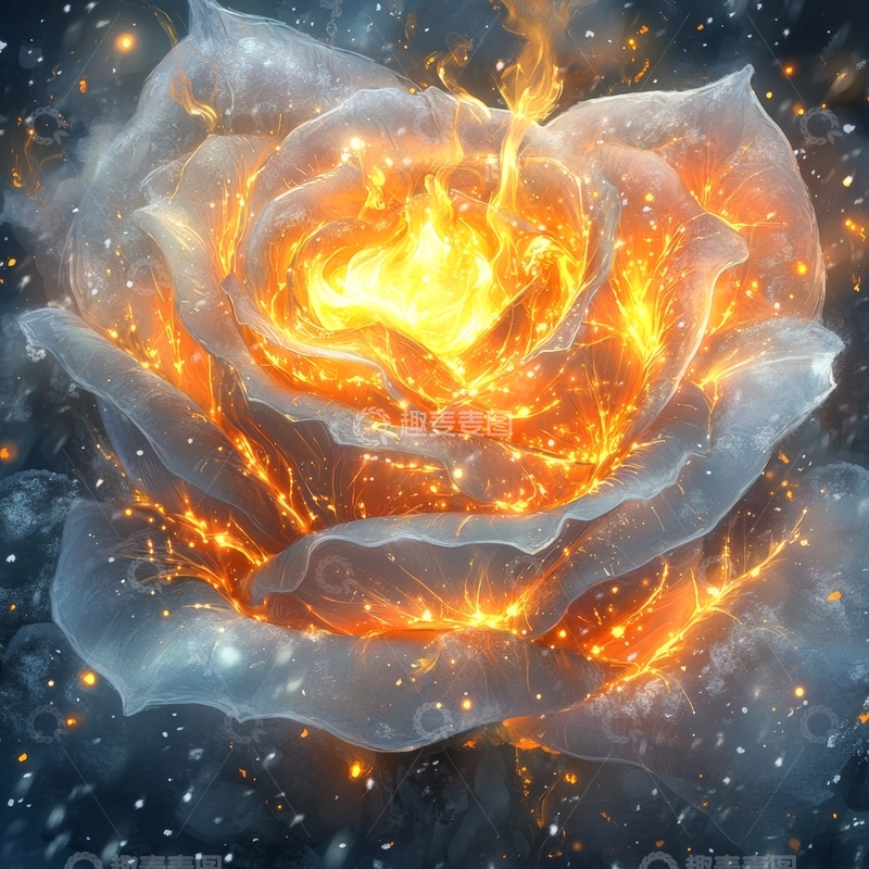 高清大图下载【趣麦麦图】火焰玫瑰：炽热与柔美的交织