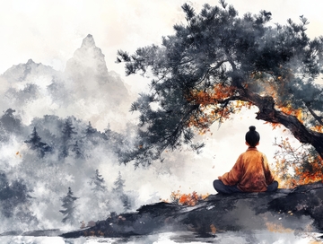 山间松下，静心冥想