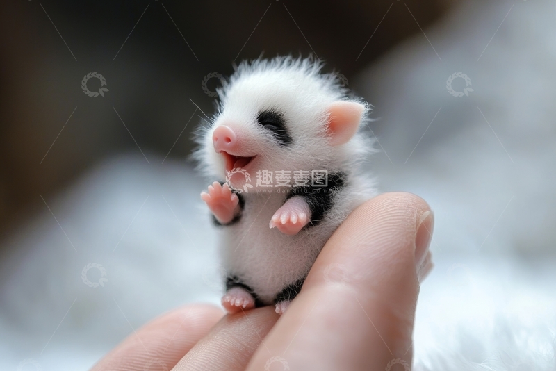 高清大图下载【趣麦麦图】手捧可爱黑白小动物