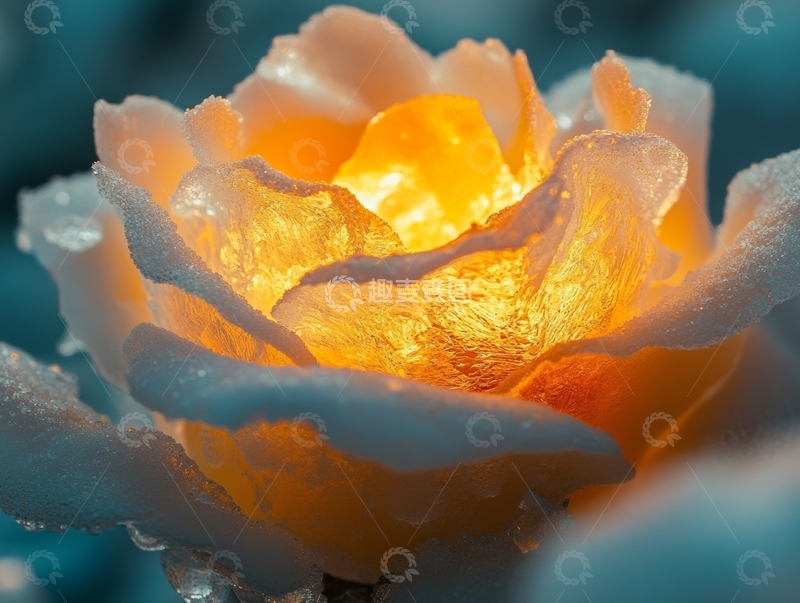 高清大图下载【趣麦麦图】冰冻玫瑰，温暖光芒
