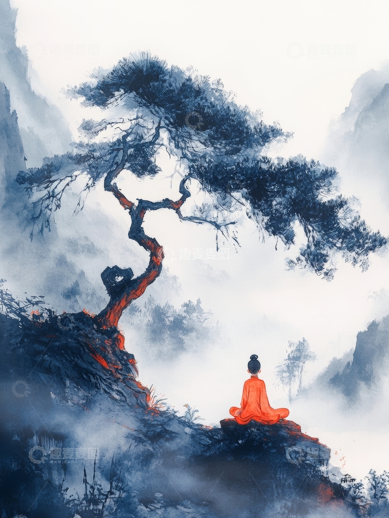 高清大图下载【趣麦麦图】山间冥想，古树相伴