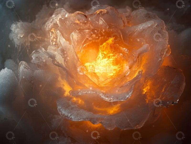 高清大图下载【趣麦麦图】炽热玫瑰：冰与火的交融