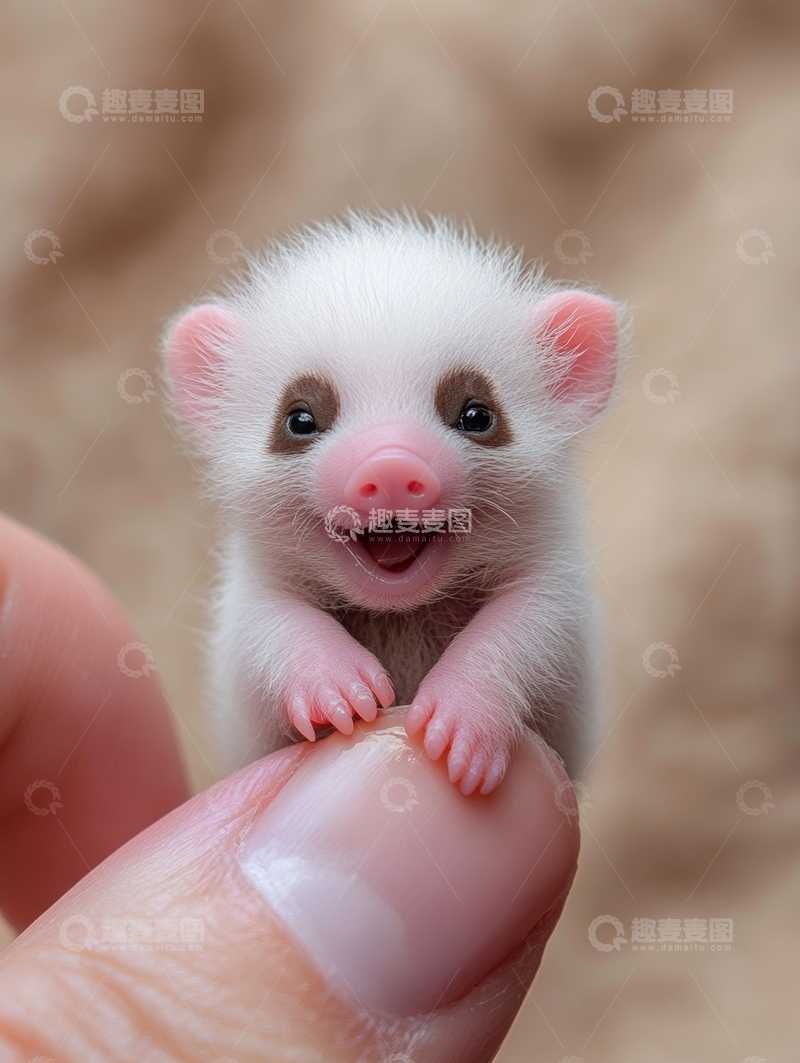 高清大图下载【趣麦麦图】手指上的微笑小猪仔