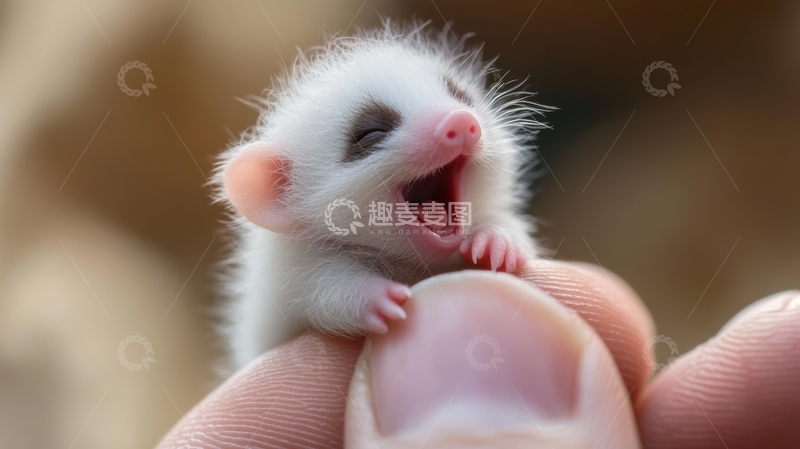 高清大图下载【趣麦麦图】手指上的小动物张嘴打哈欠