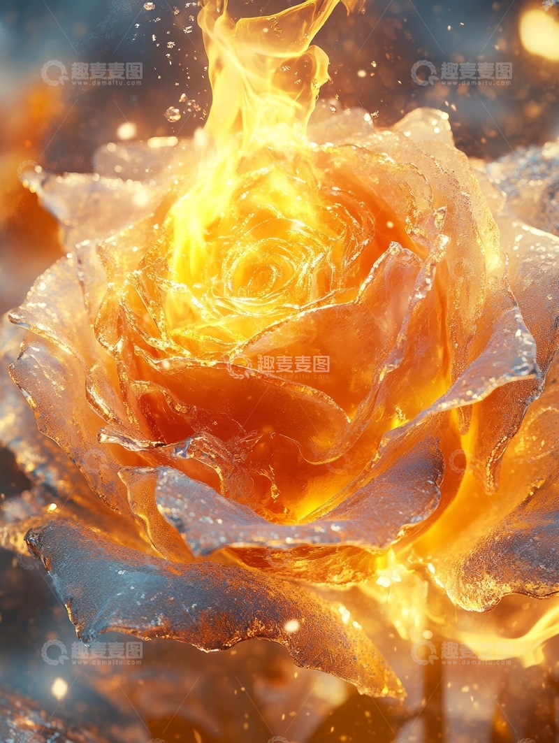 高清大图下载【趣麦麦图】火焰中的玫瑰花