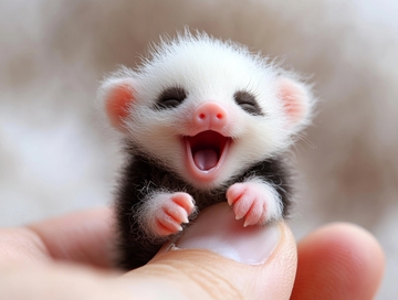 手捧微笑的小雪貂