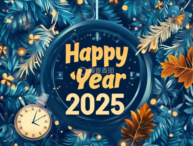 2025新年祝福时钟装饰图
