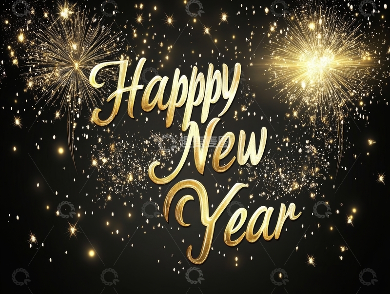 高清大图下载【趣麦麦图】金色新年祝福背景