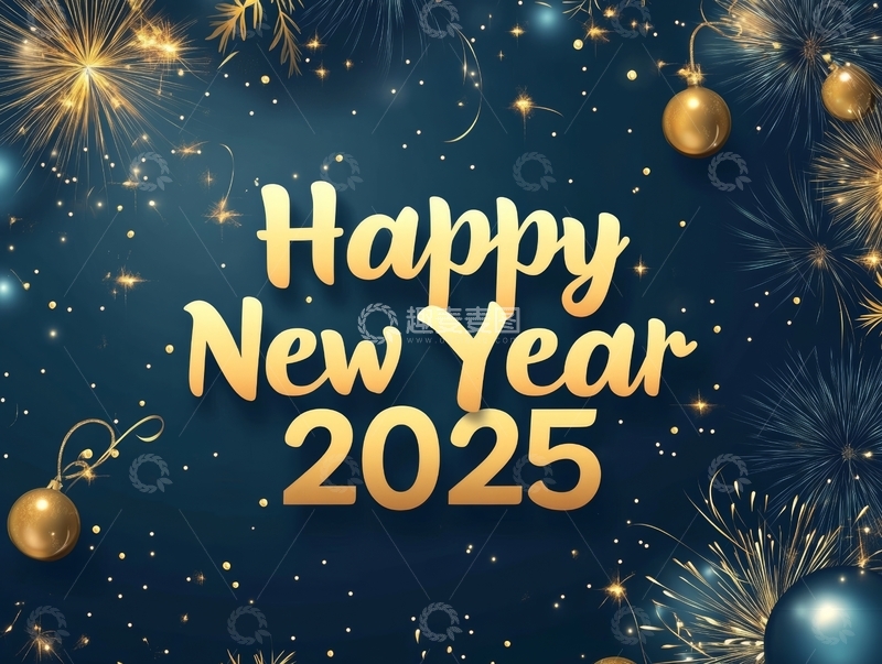 2025新年祝福金色烟花背景