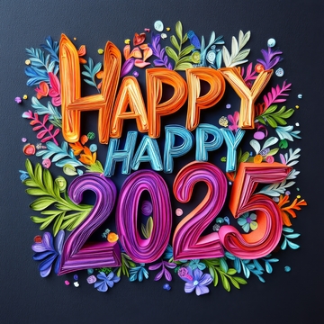 2025新年祝福艺术插画