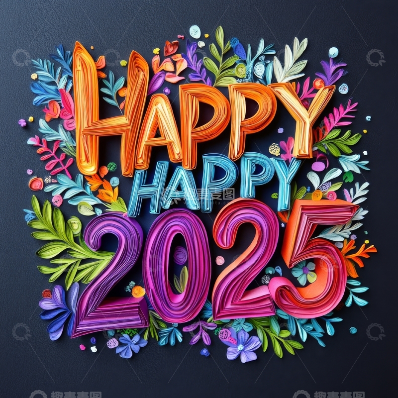 2025新年祝福艺术插画