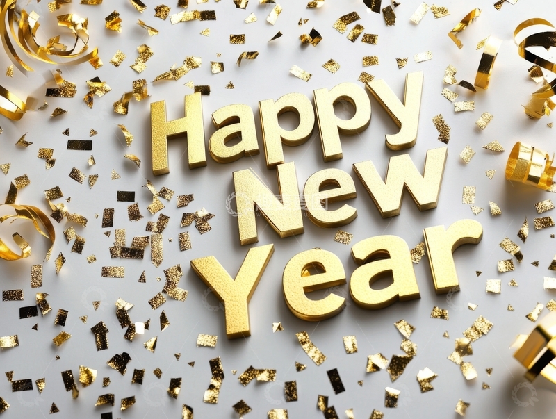 高清大图下载【趣麦麦图】金色新年祝福语与闪耀装饰