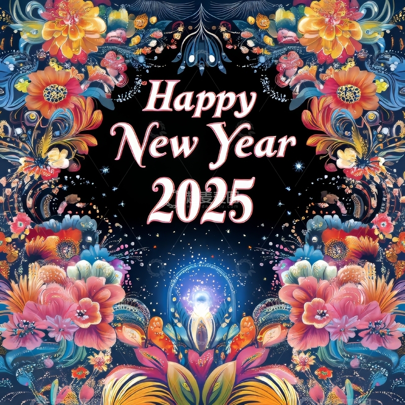 2025新年祝福花卉背景
