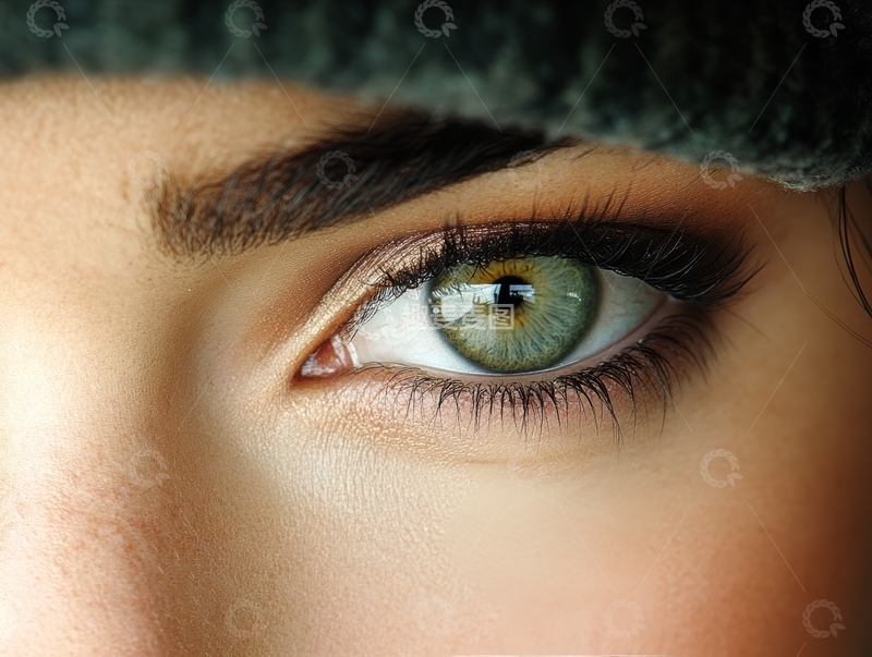 高清大图下载【趣麦麦图】特写绿色眼睛，表情专注