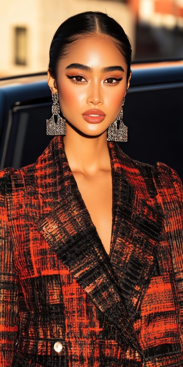 身穿格纹外套的女性