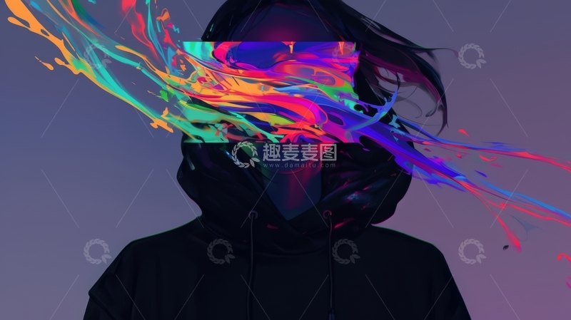 高清大图下载【趣麦麦图】色彩斑斓的头盔人物