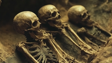 地下墓穴中的三具骷髅